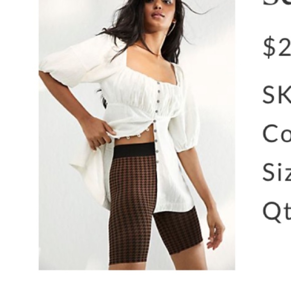 Free people houndstooth biker shorts